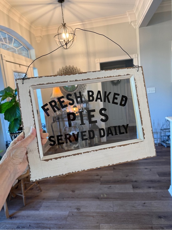 Cost Plus World Market Other - Fresh Baked Pies Served Daily Rustic Hanging Sign - White Frame